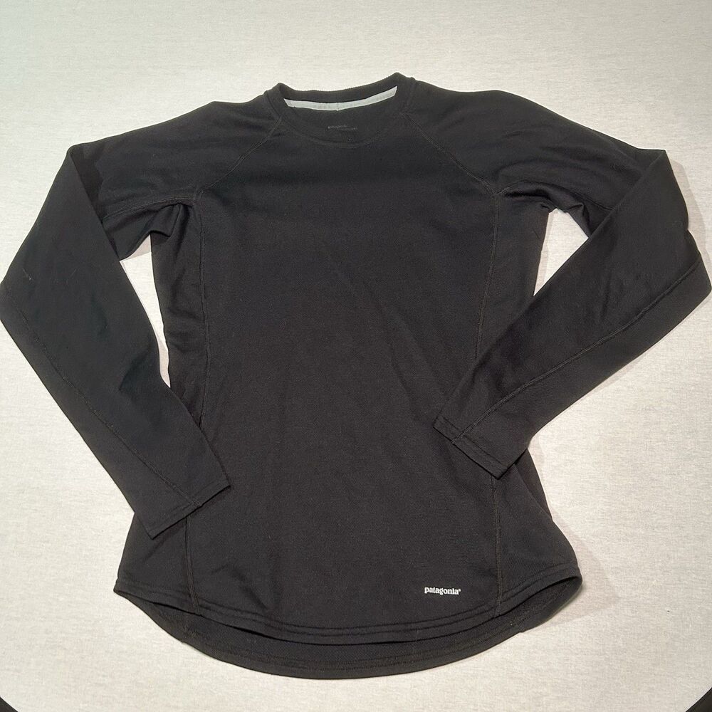 Patagonia Top Women's Small Capilene Mid Weight Base Layer Shirt Black Poly